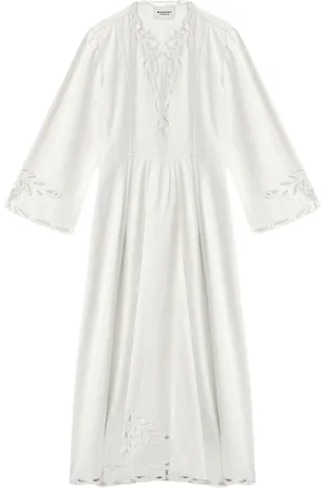 Isabel Marant Kleedjes, Dames, Wit, S, Katoen, Wave Cut V-Neck Jurk Tianny
