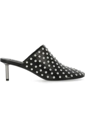 Jil Sander Schoenen, Dames, Zwart, 40 EU, Leer, Sandalen van leer met studs