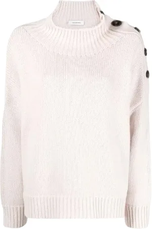 YVES SALOMON Truien, Dames, , M, Wol, Roze Oversized Trui met Knopen