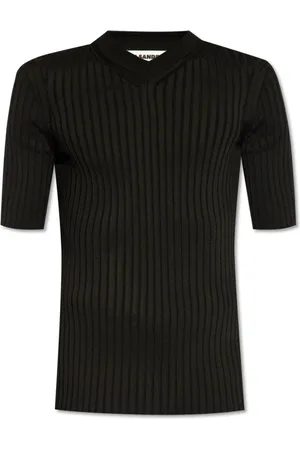 Jil Sander Tops, Heren, Zwart, L, Geribbelde T-shirt