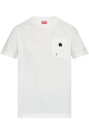 Kenzo Tops, Dames, Wit, L, Katoen, T-shirt met ronde hals en borstzak