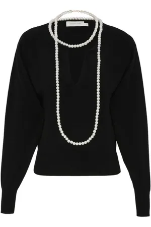 ZIMMERMANN Truien, Dames, Zwart, XS, Wol, V-hals Truien