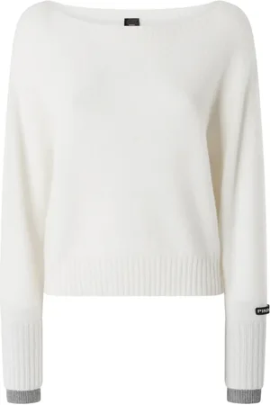 Pinko Truien, Dames, Wit, L, Wol, Wollen Kasjmier Blend Trui
