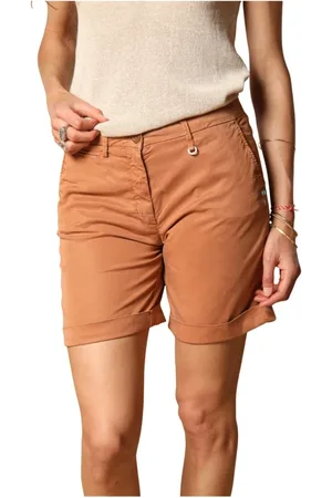 Masons Korte broeken, Dames, Rood, XL, Katoen, Curvy Fit Bermuda Shorts met Stud Details