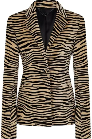 Paco rabanne Jassen, Dames, , S, Leer, Dierenprint Blazer