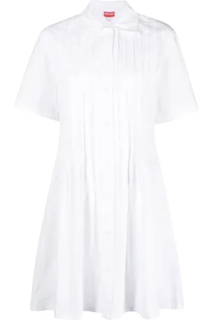 Kenzo Kleedjes, Dames, Wit, M, Katoen, Poplin Overhemdjurk