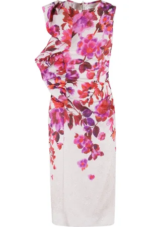 Essentiel Antwerp Kleedjes, Dames, Veelkleurig, XS, Bloemig Asymmetrisch Midi Jurk
