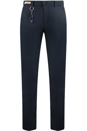 Paul & Shark Broeken, Heren, Blauw, L, Katoen, Katoenen Stretch Broek met Zakken