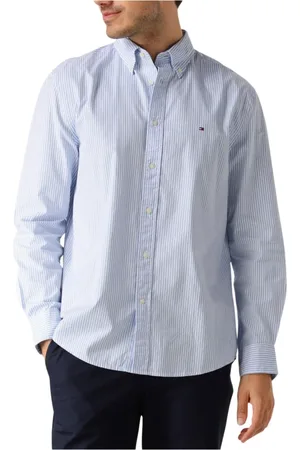 Tommy Hilfiger Overhemden, Heren, Blauw, S, Katoen, Klassiek Flex Poplin Zakelijk Overhemd