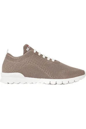 Kiton Schoenen, Dames, Bruin, 36 EU, Grijze Knit Sneakers met Witte Zool