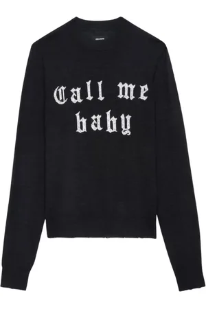 Zadig & Voltaire Truien, Dames, Zwart, S, Wol, Call Me Baby Merino wollen trui