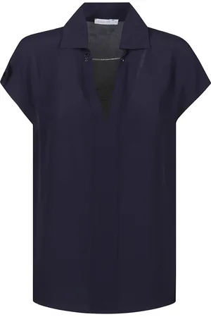 Patrizia Pepe Blouses & Shirts, Dames, Blauw, S, Katoen, Casual Shirt met Korte Mouwen