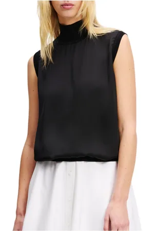 Karl Lagerfeld Tops, Dames, Zwart, M, Satijn, Top satijnen hemdje