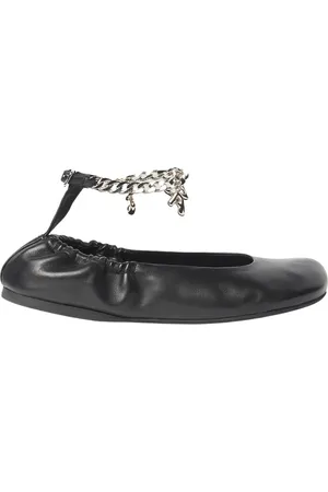J.W.Anderson Schoenen, Dames, Zwart, 36 EU, Leer, Leren Ballerina`s met Kettingdetail