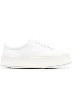 Jil Sander Schoenen, Dames, Wit, 39 EU, Katoen, Low-Top Sneakers met Ronde Neus