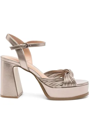 Ash Schoenen, Dames, Bruin, 38 EU, Taupe Bruin Gesp-Sluitende Blokhak Schoenen