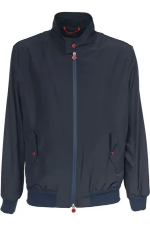 Kiton Jassen, Heren, Blauw, L, Polyester, Lichtgewicht Bomberjack