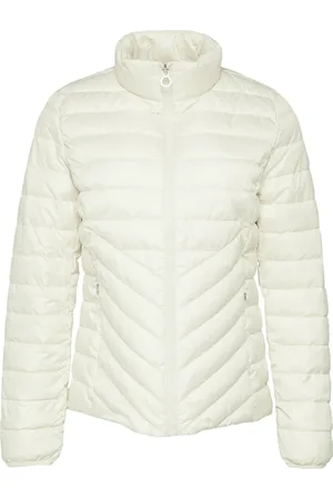 QS by s.Oliver Jassen, Dames, Wit, XL, Polyester, Lichte gewatteerde jas met opstaande kraag