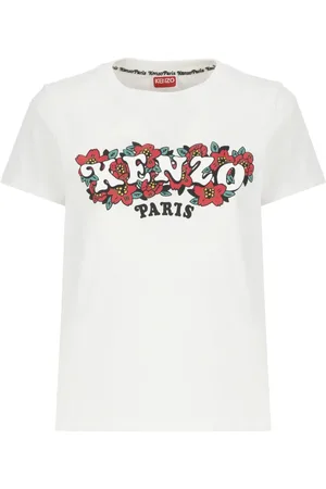 Kenzo Tops, Dames, Wit, S, Katoen, Wit katoenen T-shirt met logo print