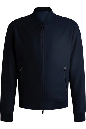 HUGO BOSS Jassen, Heren, Blauw, M, Wol, Wool Blend Slim Fit Bomberjack
