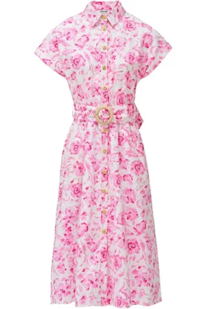 Salsa Kleedjes, Dames, Roze, S, Katoen, Bloemenprint Katoenen Jurk met Riem