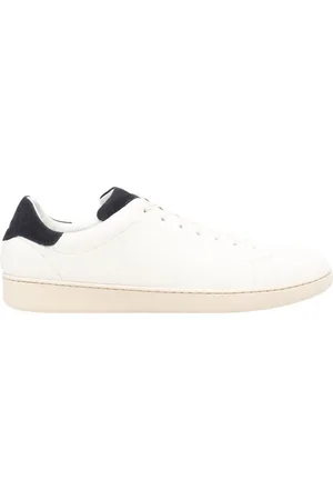 Kiton Schoenen, Heren, Wit, 43 EU, Leer, Witte leren sneakers met blauwe details