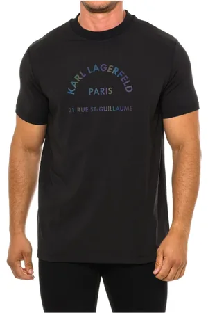 Karl Lagerfeld Tops, Heren, Zwart, S, Polyester, T-shirt met korte mouwen, klassieke stijl