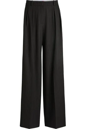 HUGO BOSS Broeken, Dames, Zwart, S, Polyester, Elegante Wijde Pijpen Broek