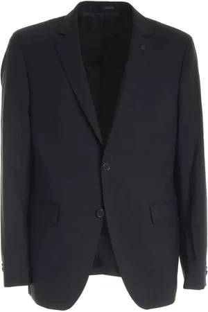 Karl Lagerfeld Jassen, Heren, Zwart, L, Wol, Zwart Stretch Wollen Jas met Twee Knopen