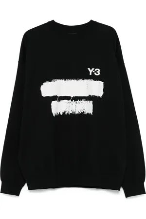 Y-3 Truien, Heren, Zwart, M, Katoen, Graphic Crew Sweatshirt