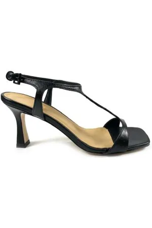 ROBERTO FESTA Schoenen, Dames, Zwart, 37 EU, Leer, Platte Zwarte Leren Sandalen