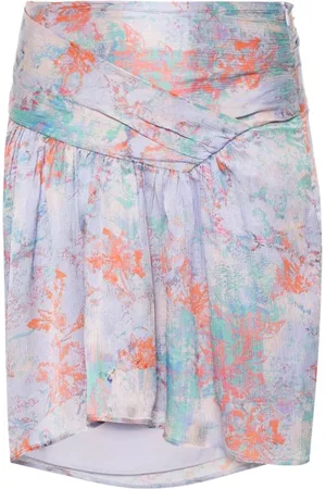 IRO Rokken, Dames, Veelkleurig, S, Satijn, Lilac Abstract Patroon Zijden Rok