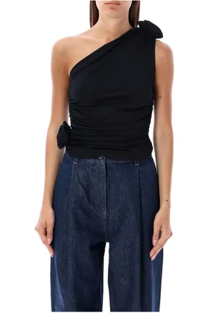 MAGDA BUTRYM Tops, Dames, Zwart, S, One-Shoulder Top met Bloemen