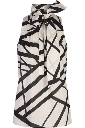 Kiton Tops, Dames, Wit, 2Xs, Katoen, Gedrukte Mouwloze Top