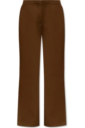 Tory Burch Broeken, Dames, Bruin, 3Xs, Wol, Wollen Twill Broek