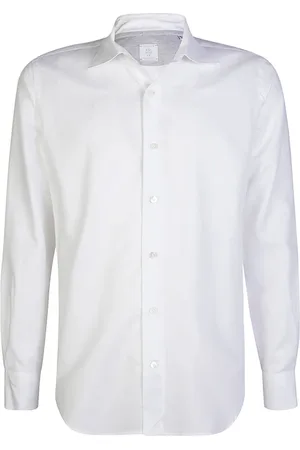 ELEVENTY Overhemden, Heren, Wit, 2Xl, Katoen, Cotton Linen Slim Fit Overhemd