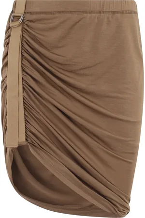 Helmut Lang Rokken, Dames, Bruin, M, Cacao Jersey Mini Rok met Draperie