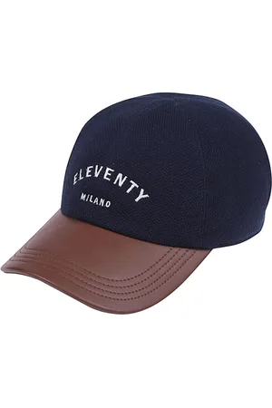 ELEVENTY Accessoires, Heren, Blauw, ONE Size, Katoen, Leren Klep Pet