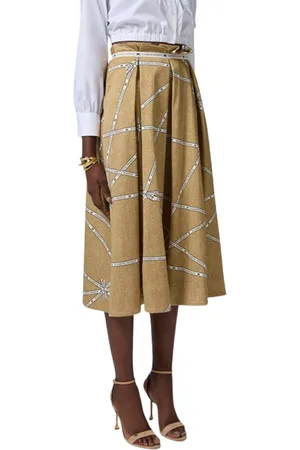 Elisabetta Franchi Rokken, Dames, Geel, M, Katoen, Katoenen rok met all-over print
