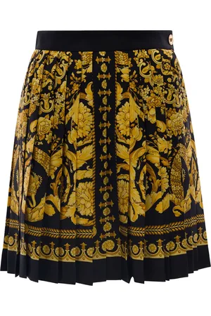 VERSACE Rokken, Dames, Veelkleurig, XS, Barok Print Geplooide Hoge Taille Rok