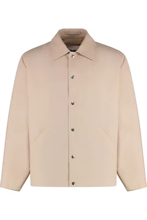 Jil Sander Jassen, Heren, , L, Katoen, Katoenen jas met contrasterende logo-print