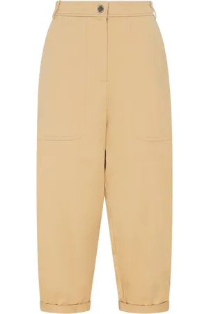Patrizia Pepe Broeken, Dames, Geel, 2Xs, Katoen, Cropped Cargo Broek