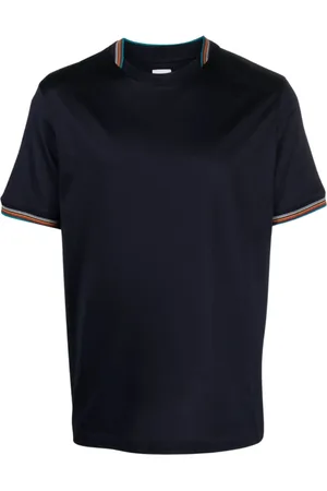 Paul Smith Tops, Heren, Blauw, M, Katoen, Stripe Detail Katoenen T-shirt