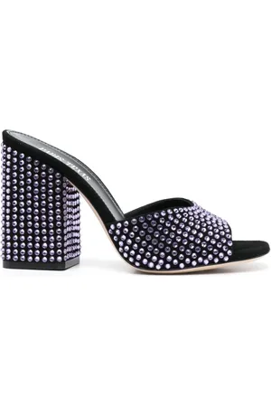 PARIS TEXAS Schoenen, Dames, Paars, 36 EU, Leer, Paarse muiltjes met kristallen