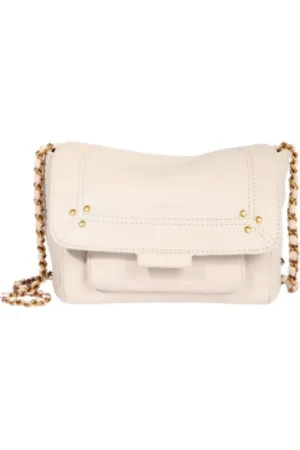 JÉRÔME DREYFUSS Tassen, Dames, Grijs, ONE Size, Katoen, Grain Leather Crossbody Tas met Ketting