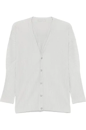 Issey Miyake Truien, Heren, Wit, M, Klassieke Cardigan Trui