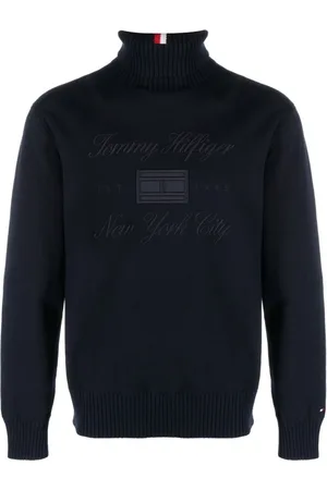 Tommy Hilfiger Truien, Heren, Blauw, S, Katoen, Turtleneck Sweatshirt