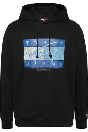 Tommy Hilfiger Sweatshirts & Hoodies, Heren, Zwart, S, Katoen, Flag DNA Sweatshirt Urban Style