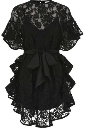 ZIMMERMANN Blouses & Shirts, Dames, Zwart, S, Katoen, Lace Frill Tuniek