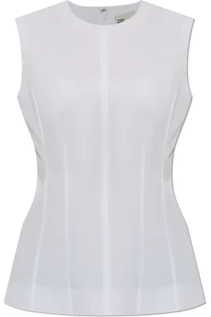 Tory Burch Tops, Dames, Wit, S, Katoen, Mouwloze katoenen poplin top